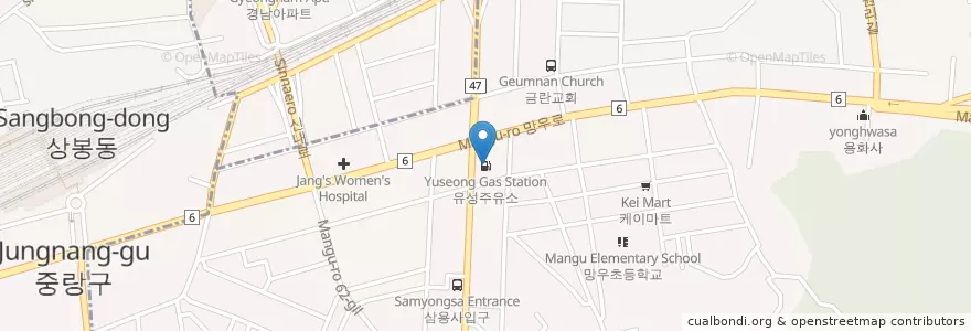 Mapa de ubicacion de 유성주유소 en Corea Del Sud, Seul, 중랑구, 망우본동.