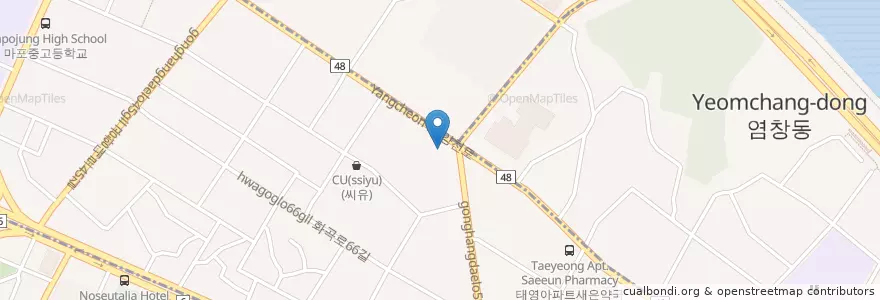 Mapa de ubicacion de 청룡주유소 en Республика Корея, Сеул, 강서구, 등촌1동.
