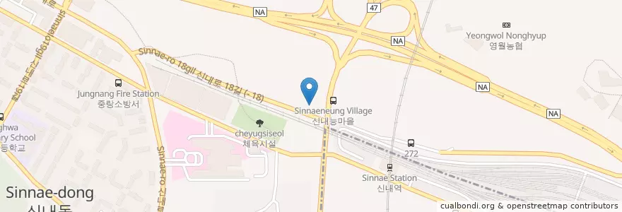 Mapa de ubicacion de Sinnae Gas Station en South Korea, Seoul, Jungnang-Gu, Sinnae 1(Il)-Dong.