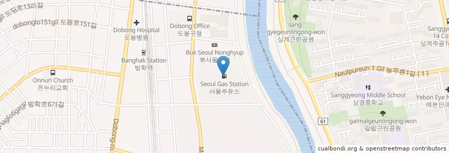 Mapa de ubicacion de 서울주유소 en 대한민국, 서울, 도봉구.