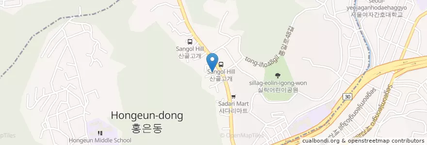 Mapa de ubicacion de 중외주유소 en Güney Kore, Seul, 서대문구, 홍은동, 홍은1동.