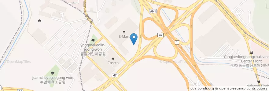 Mapa de ubicacion de 대우주유소 en Südkorea, Seoul, 서초구, 양재동, 양재2동.