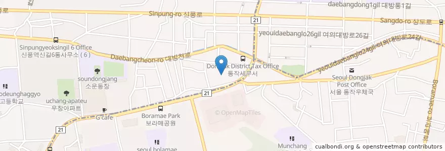 Mapa de ubicacion de 우성주유소 en 大韓民国, ソウル, 銅雀区, 신길6동.