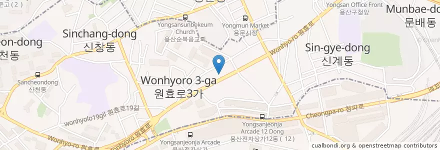 Mapa de ubicacion de 태성주유소 en Corea Del Sur, Seúl, 용산구, 원효로1동.