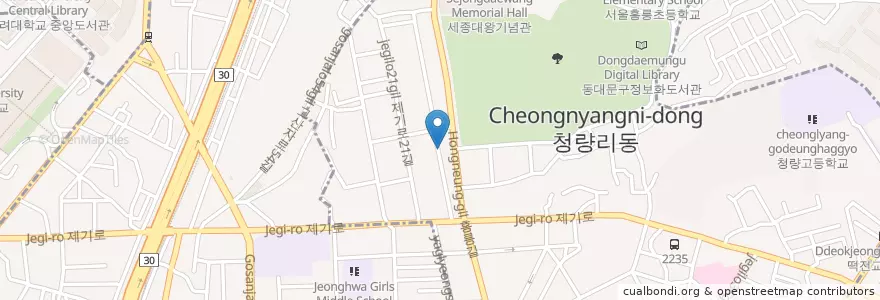 Mapa de ubicacion de 홍능주유소 en Südkorea, Seoul, 동대문구, 청량리동, 청량리동.