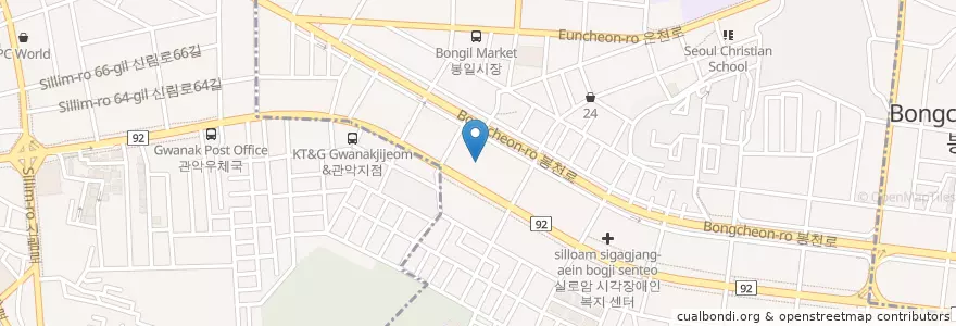 Mapa de ubicacion de SK Yujeong Gas Station en South Korea, Seoul, Gwanak-Gu, Euncheon-Dong.