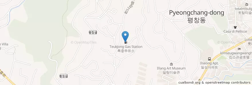 Mapa de ubicacion de 특종주유소 en كوريا الجنوبية, سول, 종로구, 평창동.