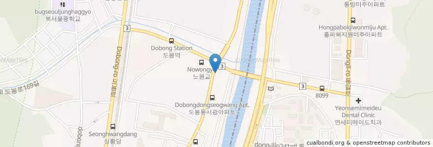 Mapa de ubicacion de 서울주유소 en 大韓民国, ソウル, 道峰区.