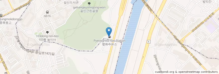 Mapa de ubicacion de 평화주유소 en Südkorea, Seoul, 구로구, 신정7동.