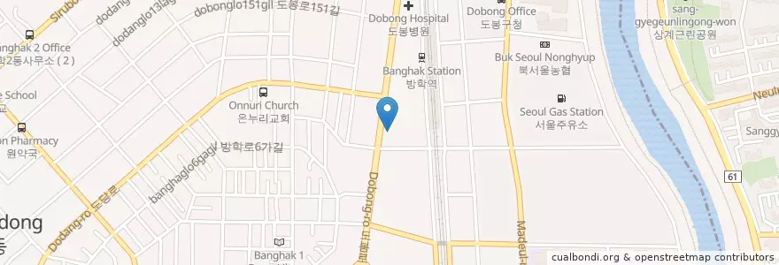 Mapa de ubicacion de 대경주유소 en Республика Корея, Сеул, 도봉구, 방학1동.