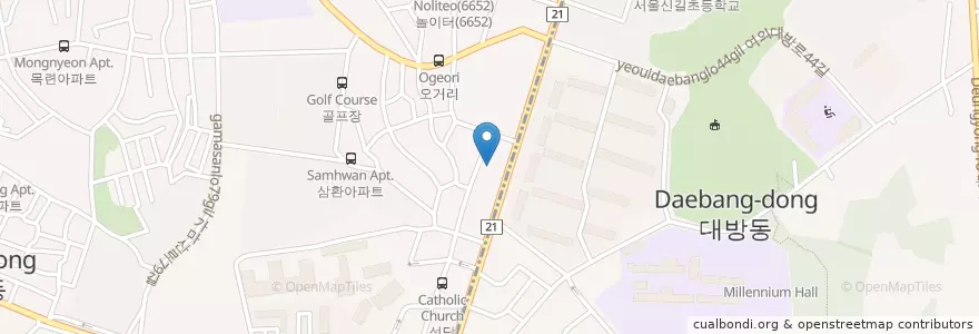 Mapa de ubicacion de 한성주유소 en 대한민국, 서울, 영등포구, 동작구, 신길7동.