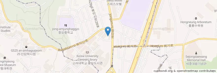 Mapa de ubicacion de 고려주유소 en Korea Selatan, 서울, 성북구, 종암동.