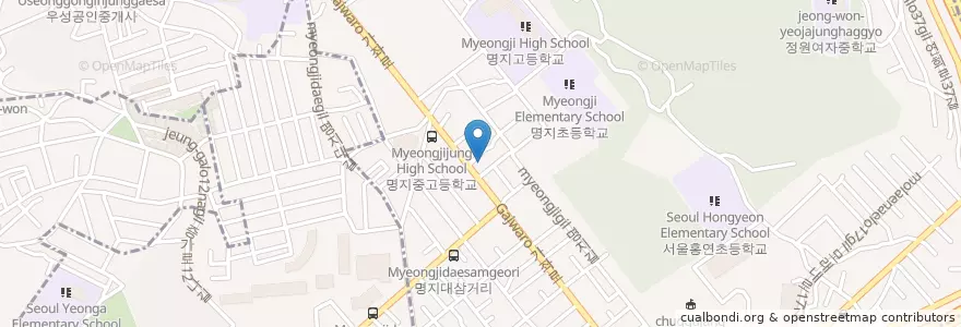 Mapa de ubicacion de 신우주유소 en 대한민국, 서울, 서대문구, 홍은동, 홍은2동.