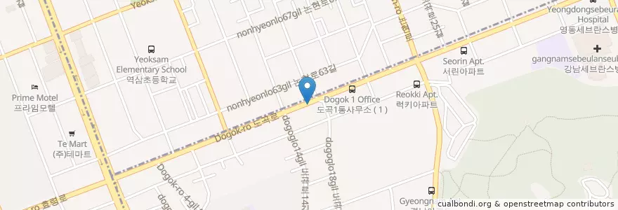 Mapa de ubicacion de 한국주유소 en 韩国/南韓, 首尔, 江南區, 도곡동, 도곡1동.