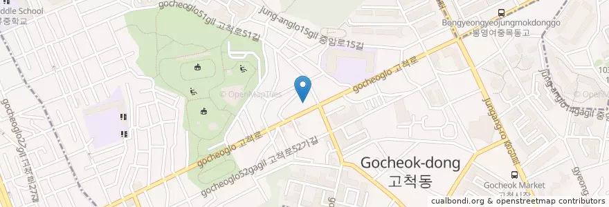 Mapa de ubicacion de 공원주유소 en Güney Kore, Seul, 구로구, 고척2동.