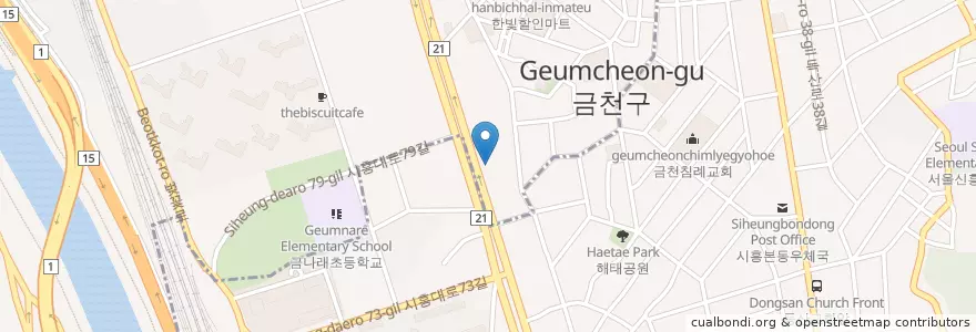 Mapa de ubicacion de 백운주유소 en Corée Du Sud, Séoul, 금천구, 시흥1동.