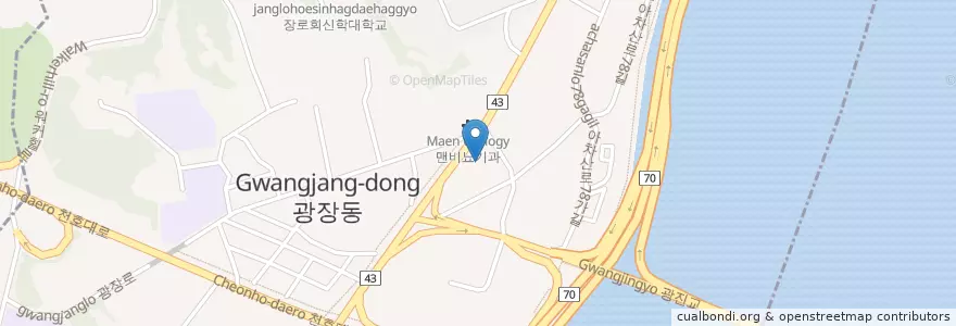 Mapa de ubicacion de 강평주유소 en Республика Корея, Сеул, 광진구, 광장동.