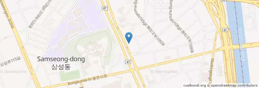 Mapa de ubicacion de 동성주유소 en 대한민국, 서울, 강남구, 삼성동, 삼성1동.