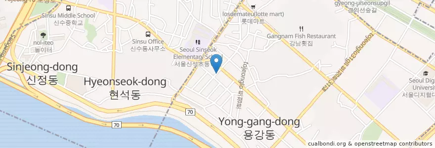 Mapa de ubicacion de 용강주유소 en 대한민국, 서울, 마포구.