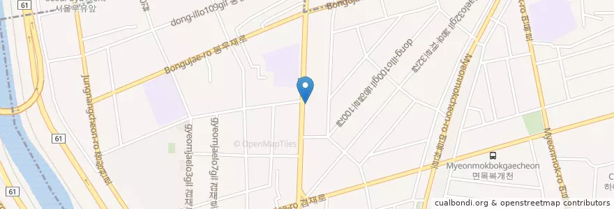Mapa de ubicacion de 동천주유소 en 대한민국, 서울, 중랑구, 면목2동.