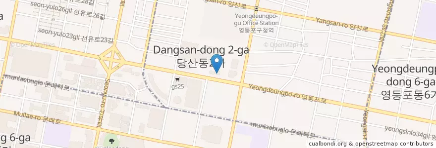 Mapa de ubicacion de 대지주유소 en Corée Du Sud, Séoul, 영등포구, 당산1동.