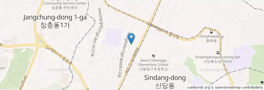 Mapa de ubicacion de 약수주유소 en Südkorea, Seoul, 중구, 다산동.