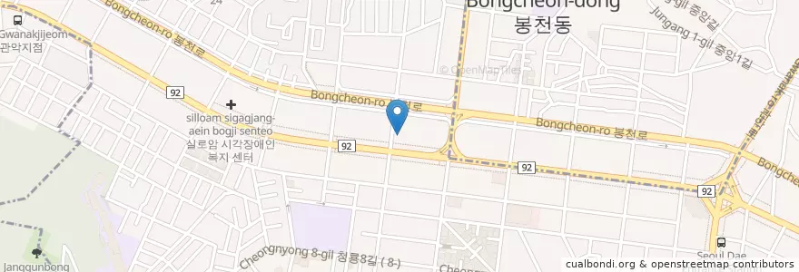 Mapa de ubicacion de S-OIL en Corée Du Sud, Séoul, 관악구, 은천동, 청룡동.