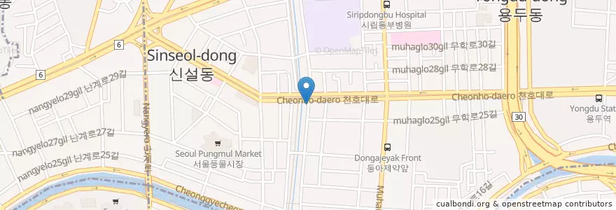 Mapa de ubicacion de 신설동주유소 en 韩国/南韓, 首尔, 용신동.