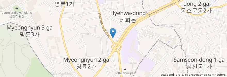 Mapa de ubicacion de 혜화동주유소 en Südkorea, Seoul, 성북구, 혜화동.