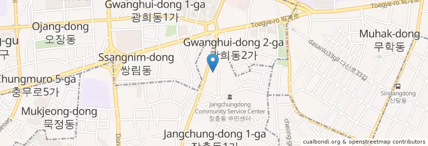 Mapa de ubicacion de Jangchungdong Gas Station en South Korea, Seoul, Jung-Gu, Jangchung-Dong.