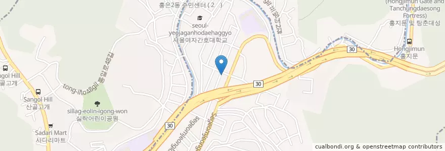 Mapa de ubicacion de 문화촌주유소 en Korea Selatan, 서울, 서대문구, 홍은동, 홍은1동.