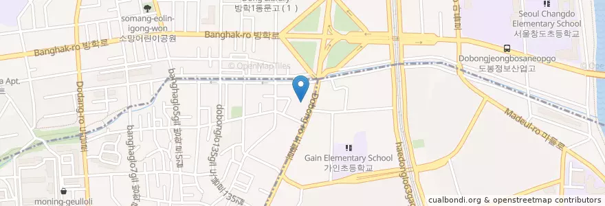 Mapa de ubicacion de 쎈트럴주유소 en Республика Корея, Сеул, 도봉구, 방학1동, 쌍문2동.