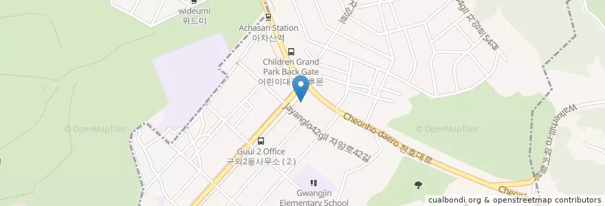 Mapa de ubicacion de 신광진주유소 en 대한민국, 서울, 광진구, 구의2동.