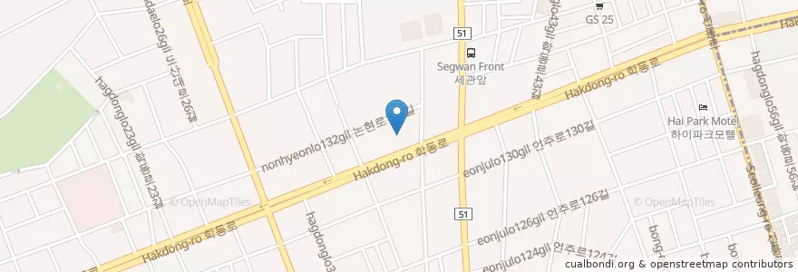 Mapa de ubicacion de 논현동주유소 en 대한민국, 서울, 강남구, 논현동, 논현2동.