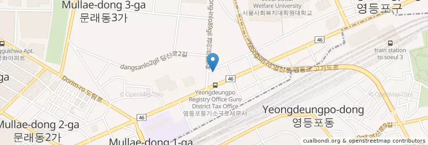 Mapa de ubicacion de 모드니주유소 en Coreia Do Sul, Seul, 영등포구, 문래동.