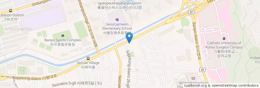 Mapa de ubicacion de 팔레스주유소 en 大韓民国, ソウル, 瑞草区, 반포동, 반포4동.
