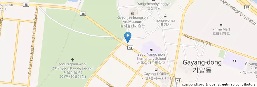 Mapa de ubicacion de 세원제1주유소 en كوريا الجنوبية, سول, 강서구, 가양1동.