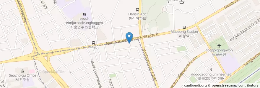 Mapa de ubicacion de 말죽거리주유소 en Corea Del Sud, Seul, 강남구, 도곡동.
