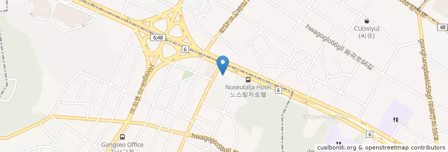 Mapa de ubicacion de 하이웨이주유소 en Республика Корея, Сеул, 강서구, 화곡6동.