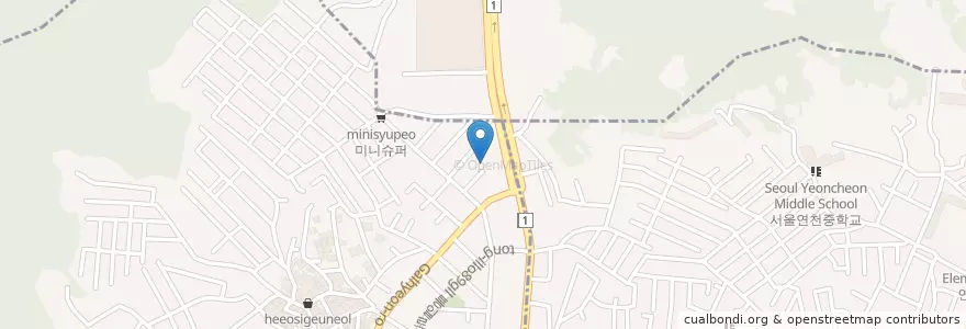 Mapa de ubicacion de 박석고개주유소 en 大韓民国, ソウル, 恩平区.