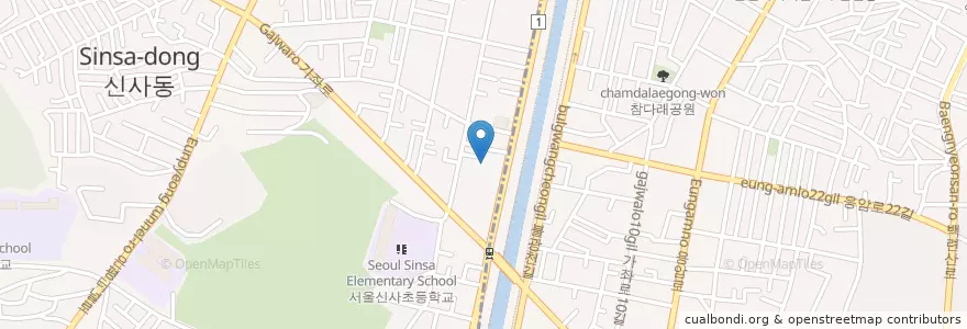 Mapa de ubicacion de 신사제일주유소 en 대한민국, 서울, 은평구, 신사1동.