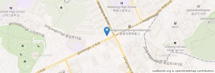 Mapa de ubicacion de 삼일사고척주유소 en 대한민국, 서울, 구로구, 양천구, 고척2동.
