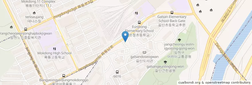 Mapa de ubicacion de 삼일사신평주유소 en 대한민국, 서울, 구로구, 양천구, 신정7동.