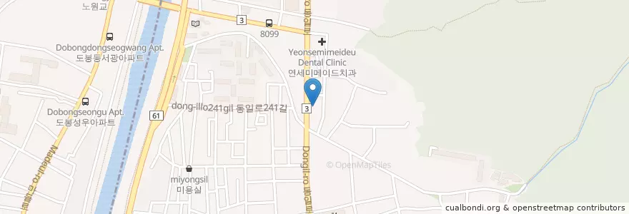 Mapa de ubicacion de (주)동일로주유소 en Республика Корея, Сеул, 노원구, 상계1동.