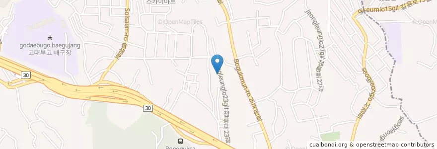 Mapa de ubicacion de 에스케이북악주유소 en 대한민국, 서울, 성북구, 정릉2동.