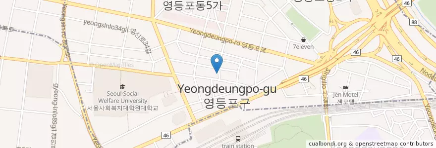 Mapa de ubicacion de 에스케이남부주유소 en کره جنوبی, سئول, 영등포구, 영등포동.
