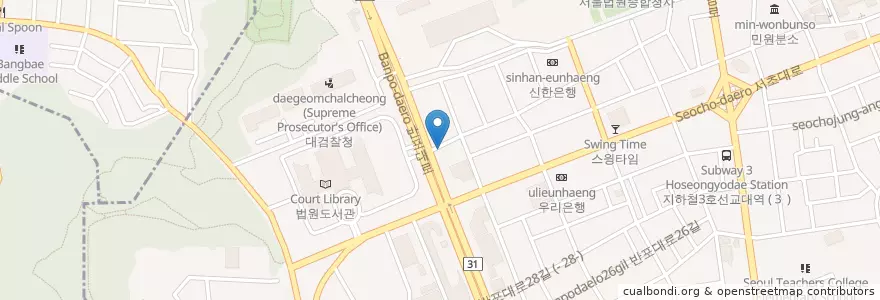Mapa de ubicacion de 대신석유서원주유소 en Corea Del Sur, Seúl, 서초구, 서초3동, 서초동.