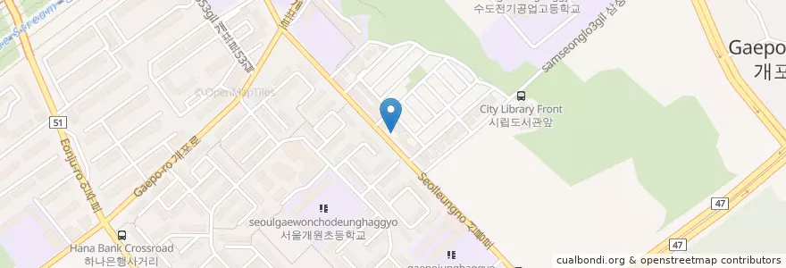 Mapa de ubicacion de 동일석유남부주유소 en 대한민국, 서울, 강남구, 개포동, 개포1동.
