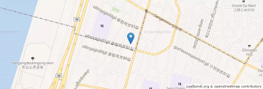 Mapa de ubicacion de 암사셀프주유소 en Zuid-Korea, Seoel, 강동구, 천호동, 천호2동, 암사2동.