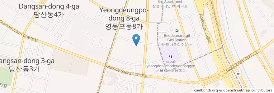 Mapa de ubicacion de SK네트웍스당산주유소 en 대한민국, 서울, 영등포구, 영등포동.